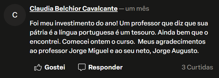 Mensagem do canal do Professor Jorge Miguel — 20