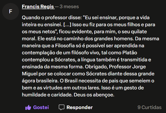 Mensagem do canal do Professor Jorge Miguel — 11