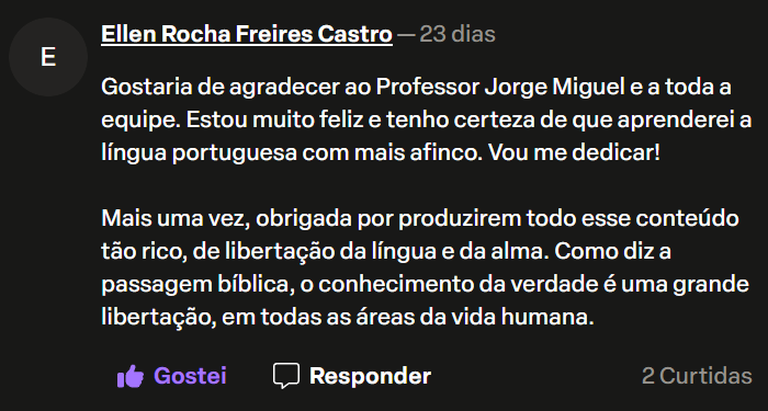 Mensagem do canal do Professor Jorge Miguel — 19