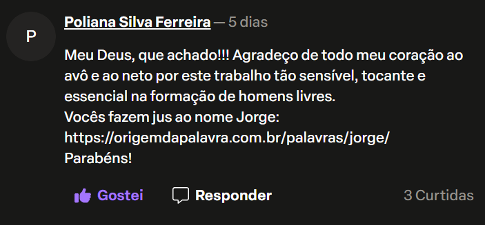 Mensagem do canal do Professor Jorge Miguel — 17