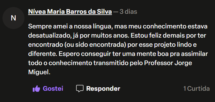 Mensagem do canal do Professor Jorge Miguel — 16